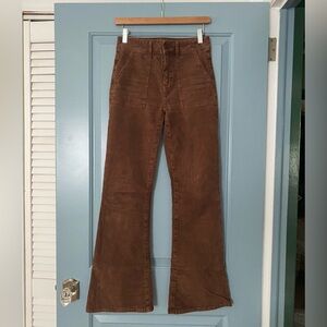 American Eagle Brown Tan Bootcut Corduroy pants size 2 fatigue pockets flare leg